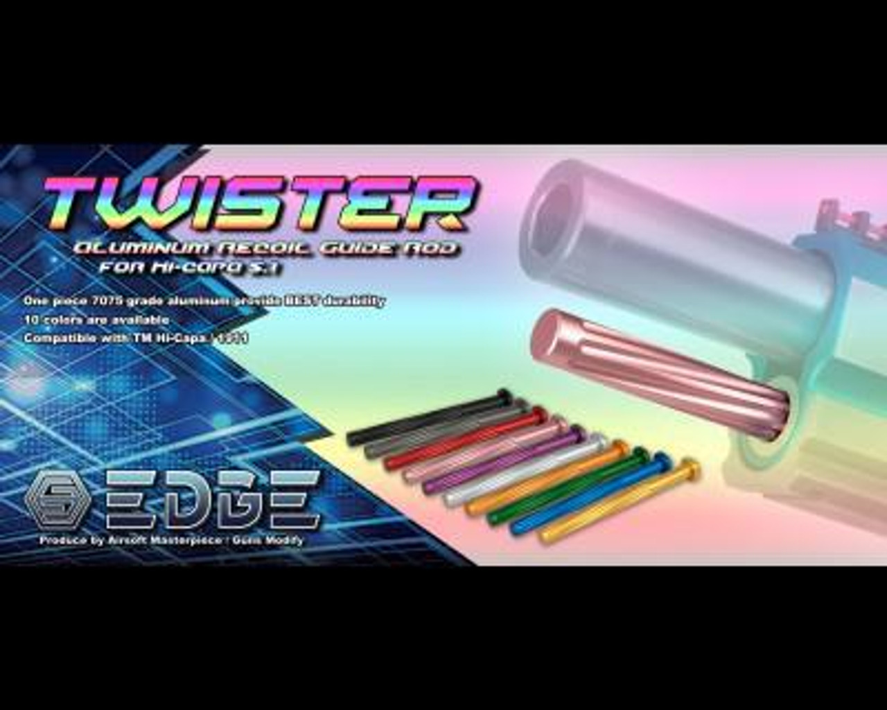 EDGE Custom "TWISTER" Aluminum Recoil Guide Rod for Hi-CAPA 5.1 | Select Color