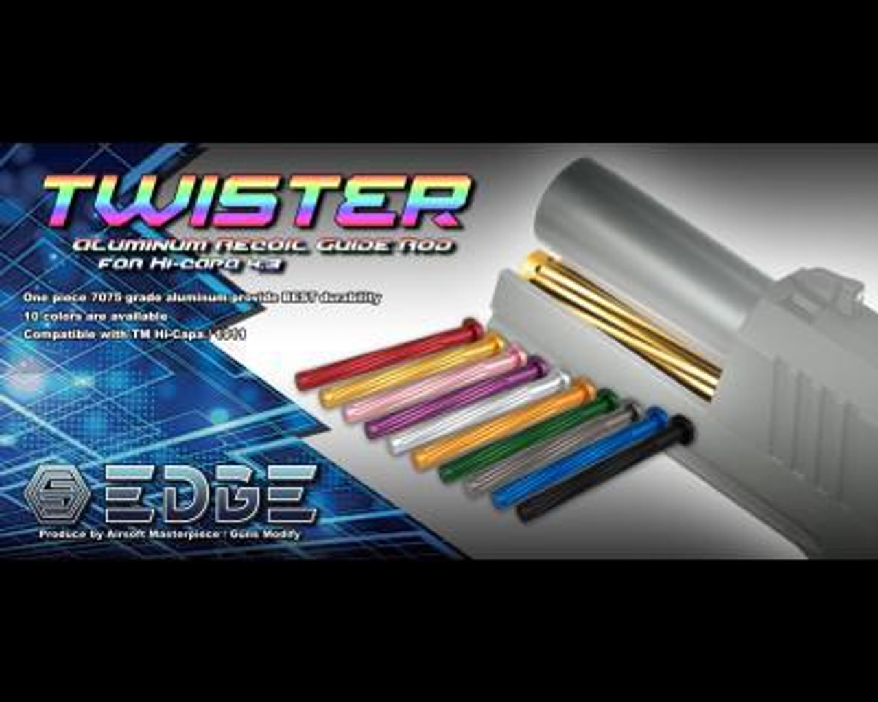 EDGE Custom "TWISTER" Aluminum Recoil Guide Rod for Hi-CAPA 4.3 | Select Color