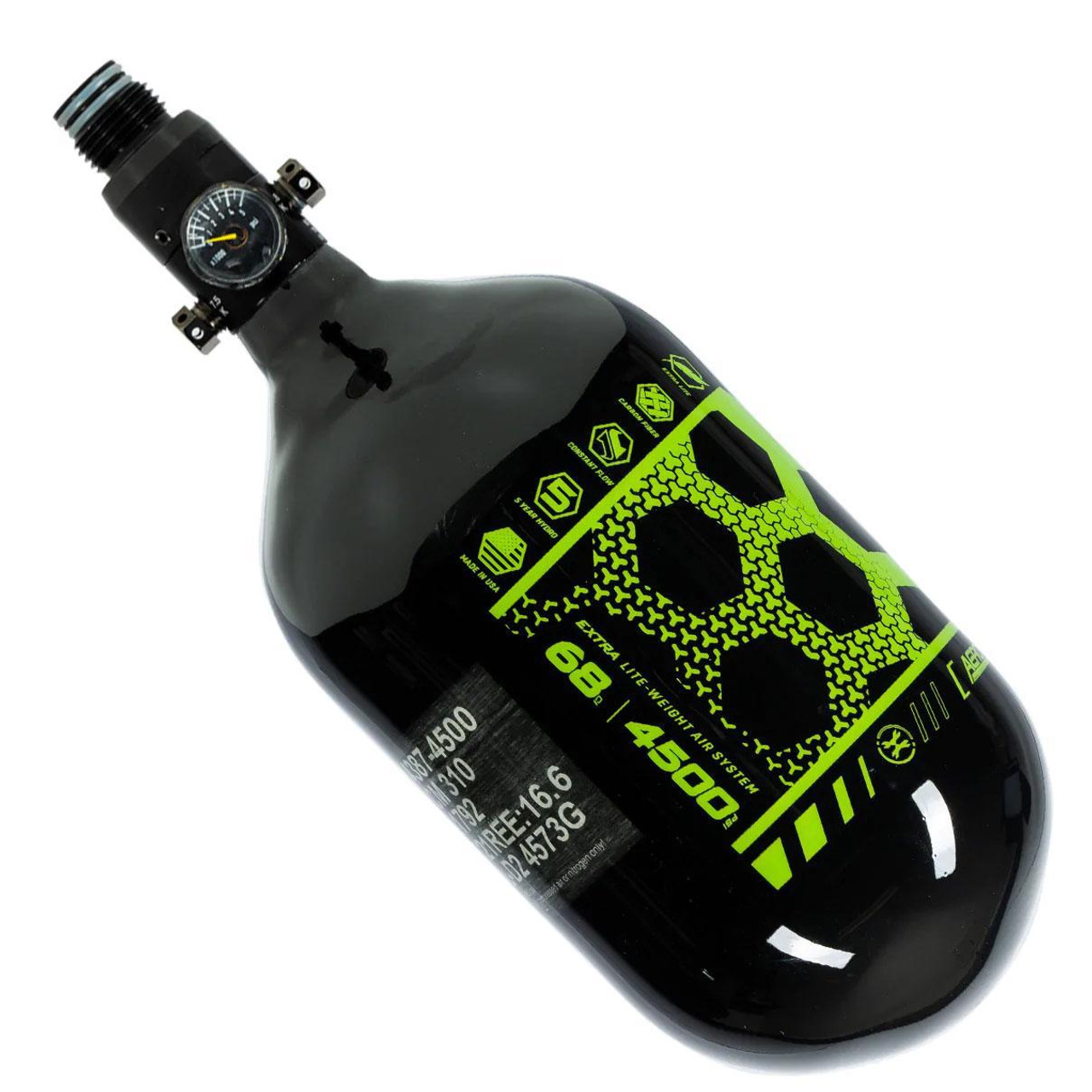 HK ARMY HEX - EXTRA LITE CARBON FIBER TANK 68/4500 - BLACK/NEON GREEN