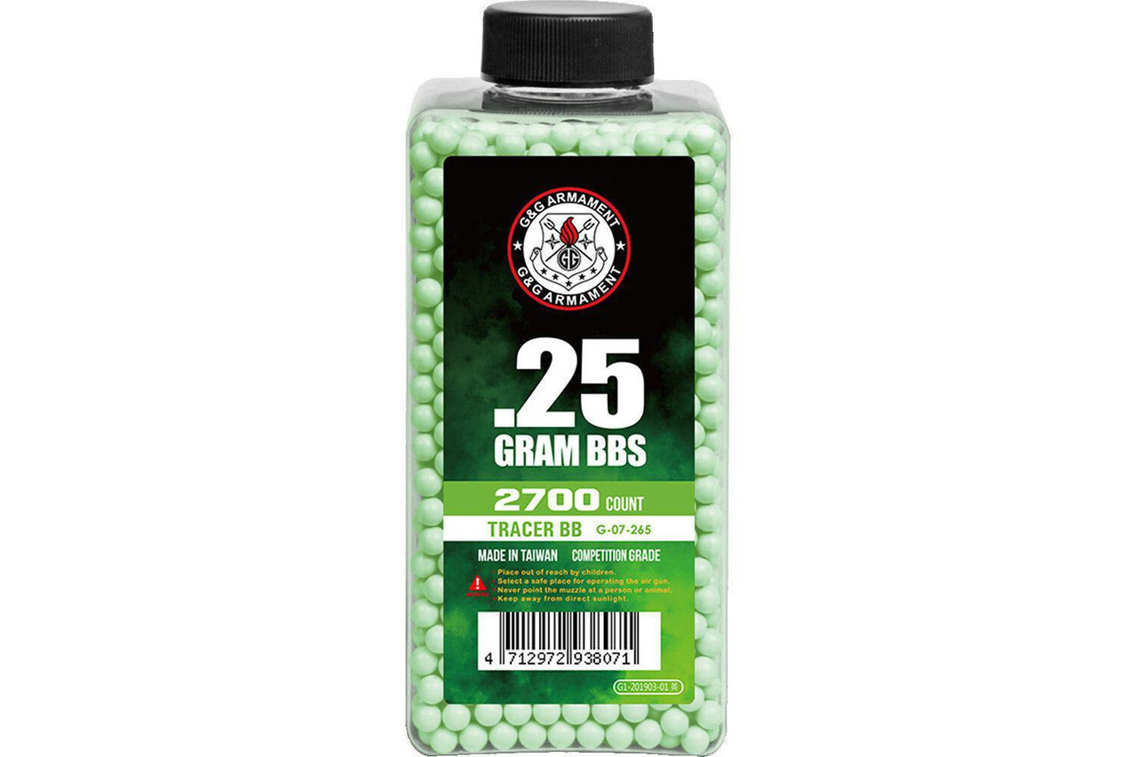 G&G Tracer BB's 0.25g (Bottle/2700 BBS) (Green) - AirsoftJunkiez.com