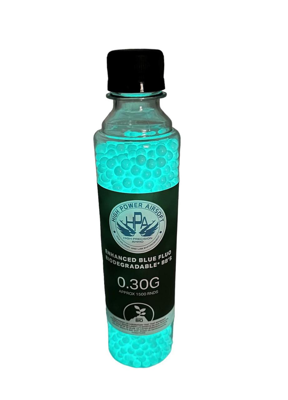 High Power Airsoft Bio BB .30g Flou Blue Tracer - 1500 Count Bottle