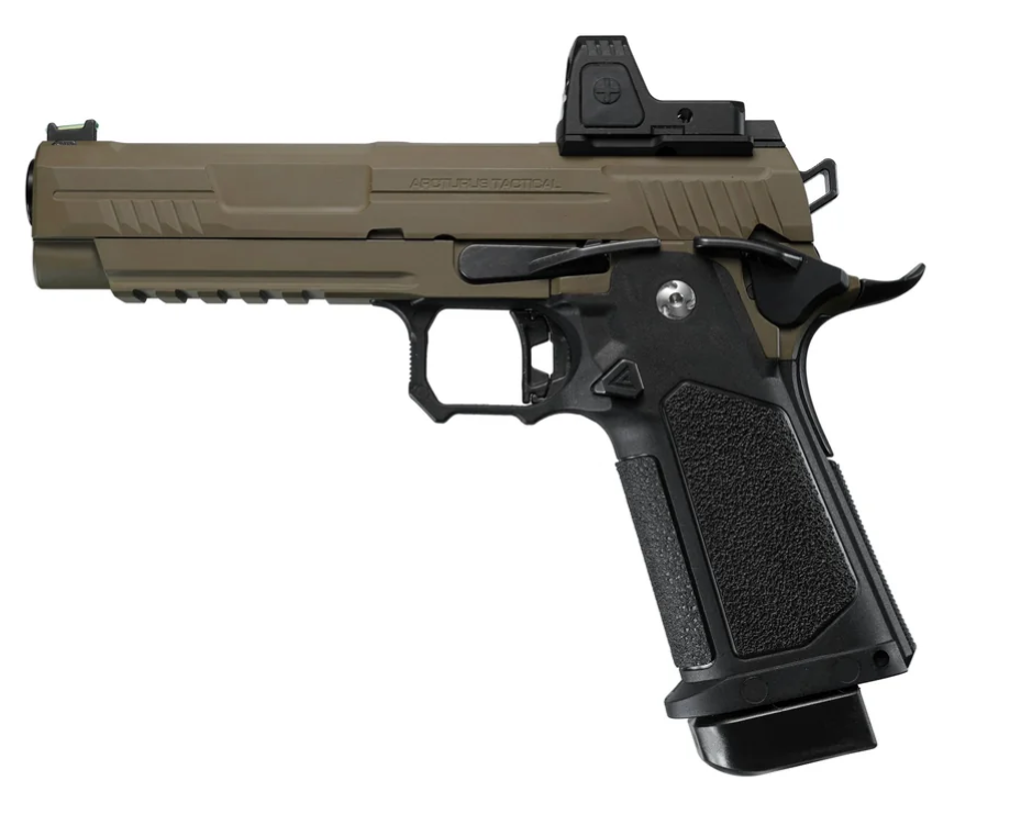 ARCTURUS Vanguard 5" Hi-Capa GBB Pistol w/Optics Ready Slide & ARS-1 Red Dot Combo BLK-TAN