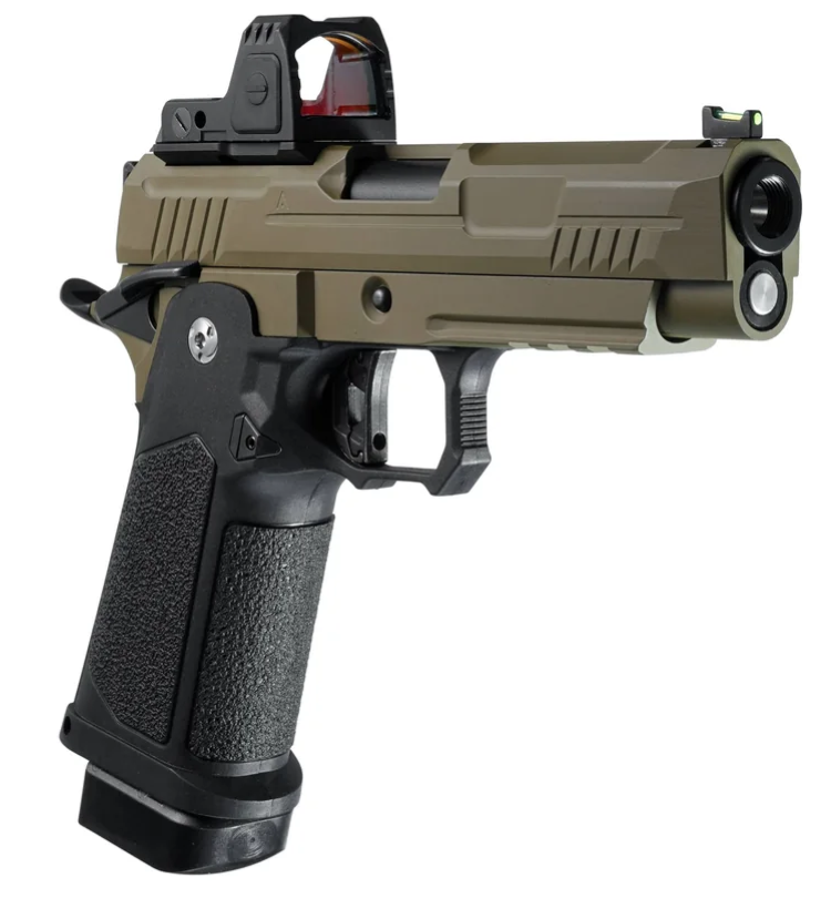 ARCTURUS Vanguard 4.3" Hi-Capa GBB Pistol w/Optics Ready Slide & ARS-1 Red Dot Combo BLK-TAN