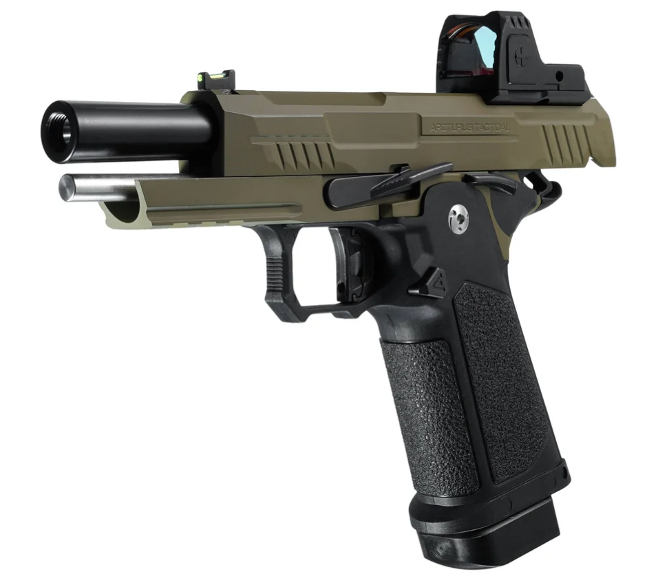 ARCTURUS Vanguard 4.3" Hi-Capa GBB Pistol w/Optics Ready Slide & ARS-1 Red Dot Combo BLK-TAN