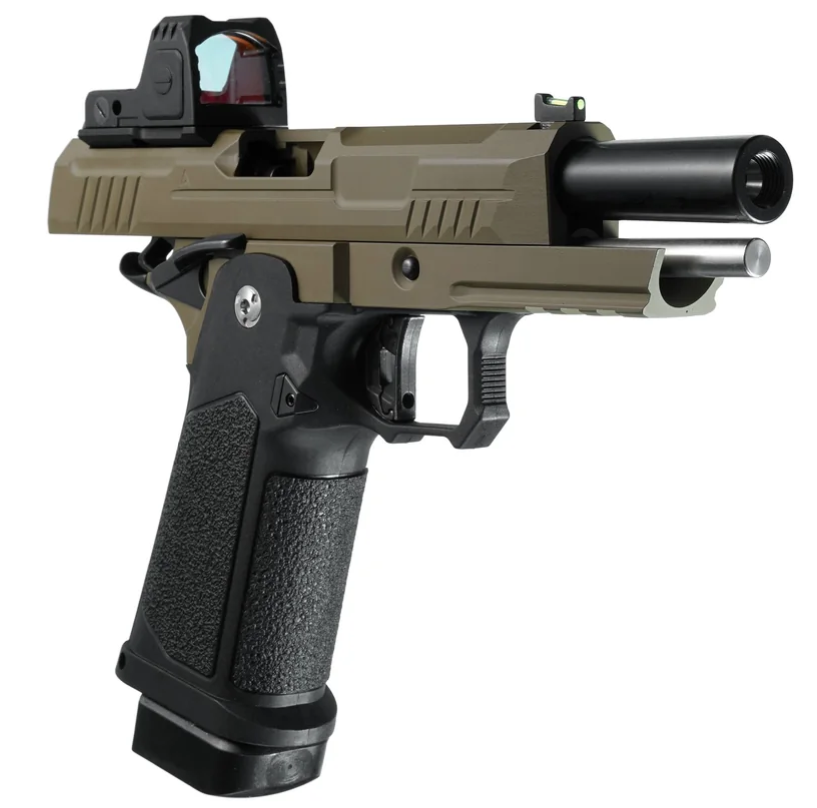 ARCTURUS Vanguard 4.3" Hi-Capa GBB Pistol w/Optics Ready Slide & ARS-1 Red Dot Combo BLK-TAN