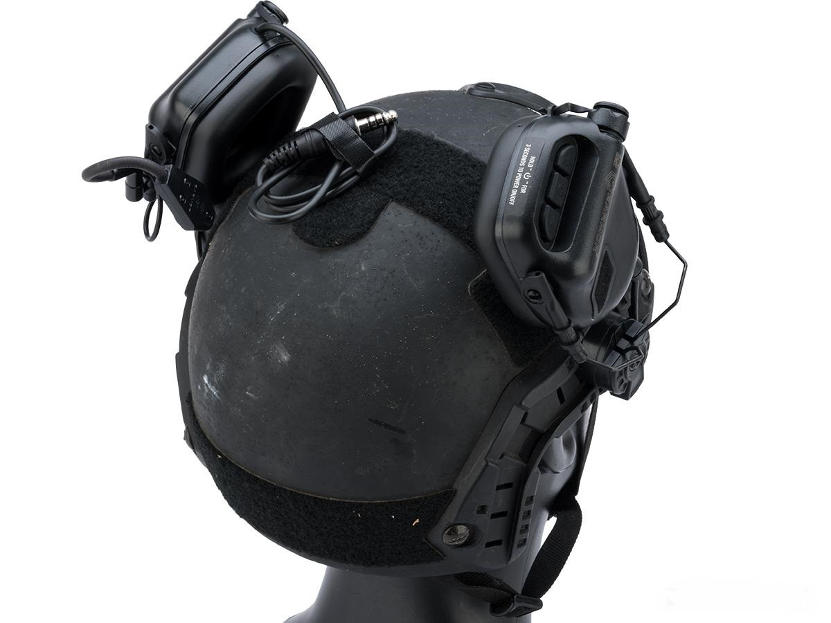 Evike.com x Earmor M32H MOD3 Tactical Communication Hearing Protector for ARC FAST MT Helmets (Color: Evike Black)