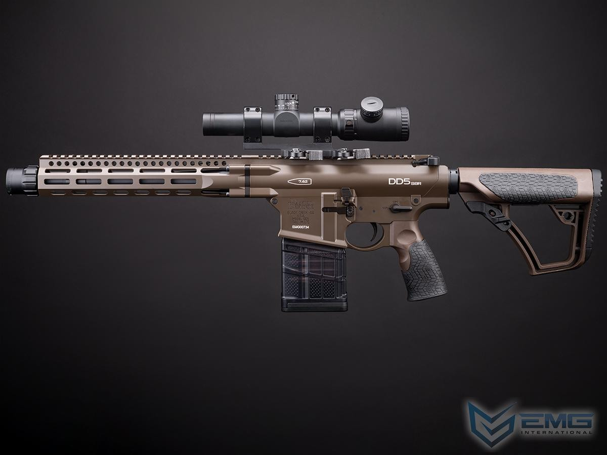 EMG x Daniel Defense DD5 Airsoft AEG Rifle - CYMA w/ Platinum Gearbox & Kestrel V2 MOSFET (Color: Flat Dark Earth / SBR)