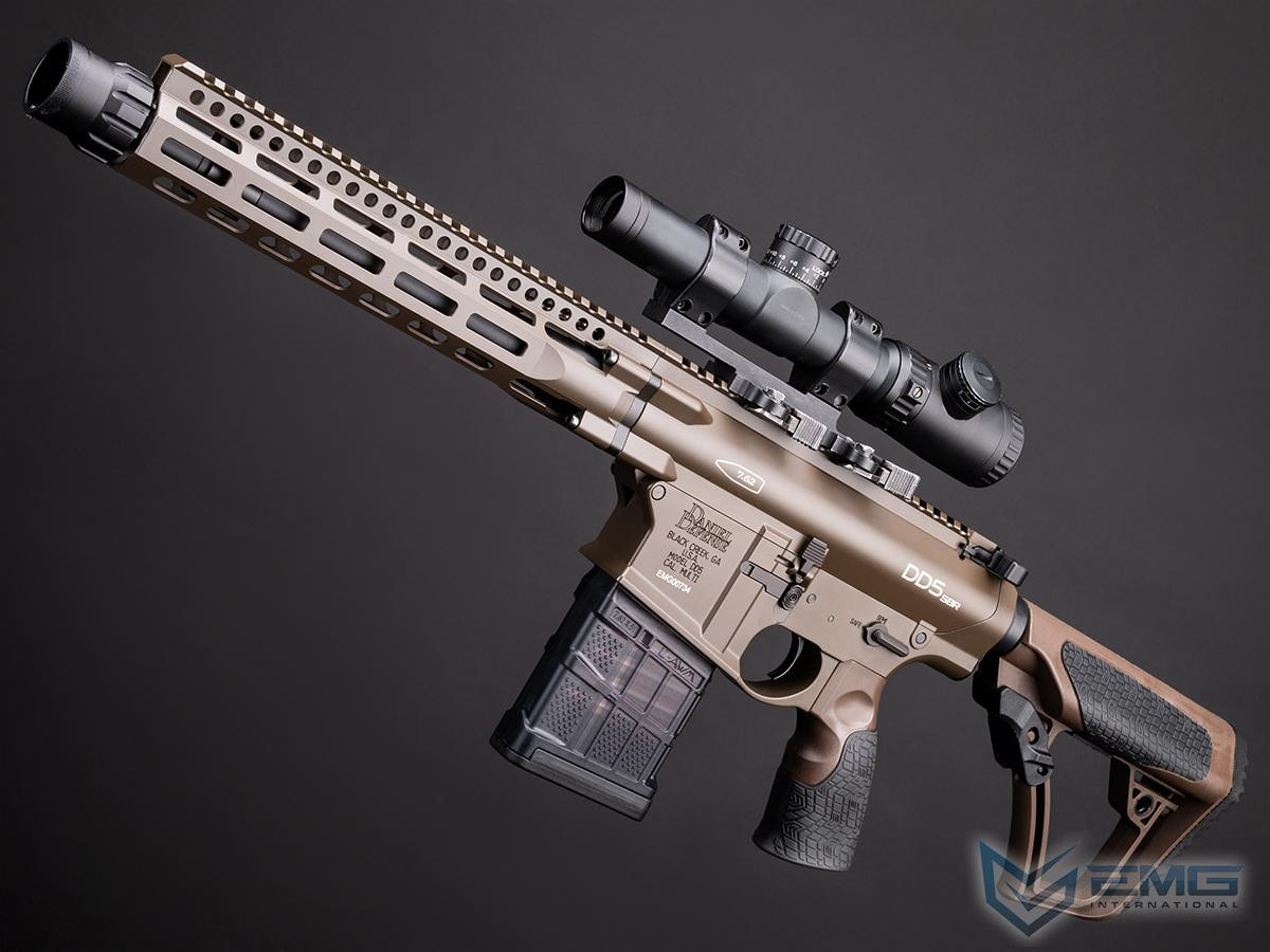 EMG x Daniel Defense DD5 Airsoft AEG Rifle - CYMA w/ Platinum Gearbox & Kestrel V2 MOSFET (Color: Flat Dark Earth / SBR)