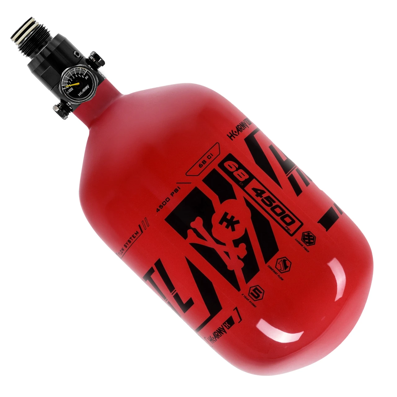 HK ARMY HSTL® - Carbon Fiber Tank - Standard Reg - 68ci / 4500psi - Red/Black