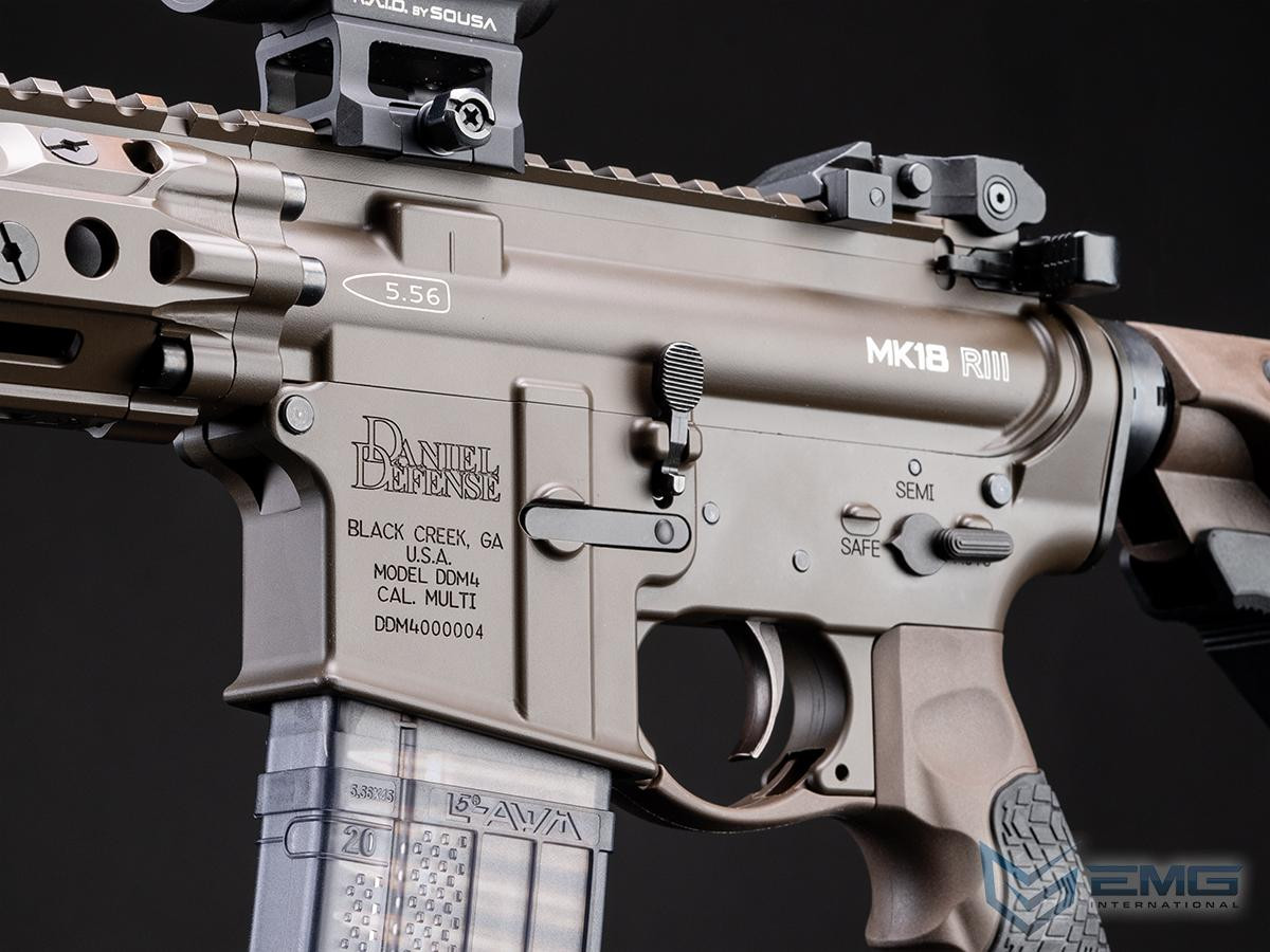 EMG x Daniel Defense DDM4 RIII CGS Series Gas Blowback Airsoft Rifles - CYMA (Model: MK18 / FDE)