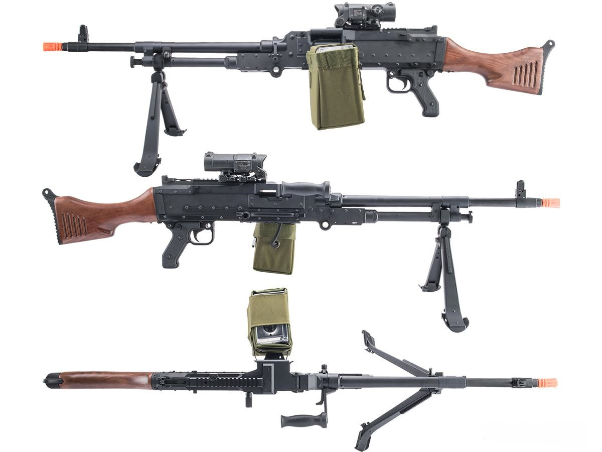 Cybergun x FN M240 Bravo Airsoft AEG Machine Gun w/ Box Magazine (Model: Wood Stock)