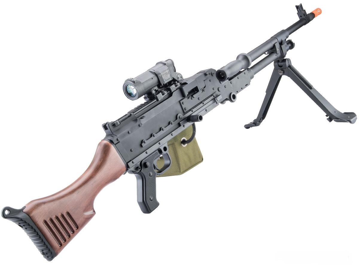 Cybergun x FN M240 Bravo Airsoft AEG Machine Gun w/ Box Magazine (Model: Wood Stock)