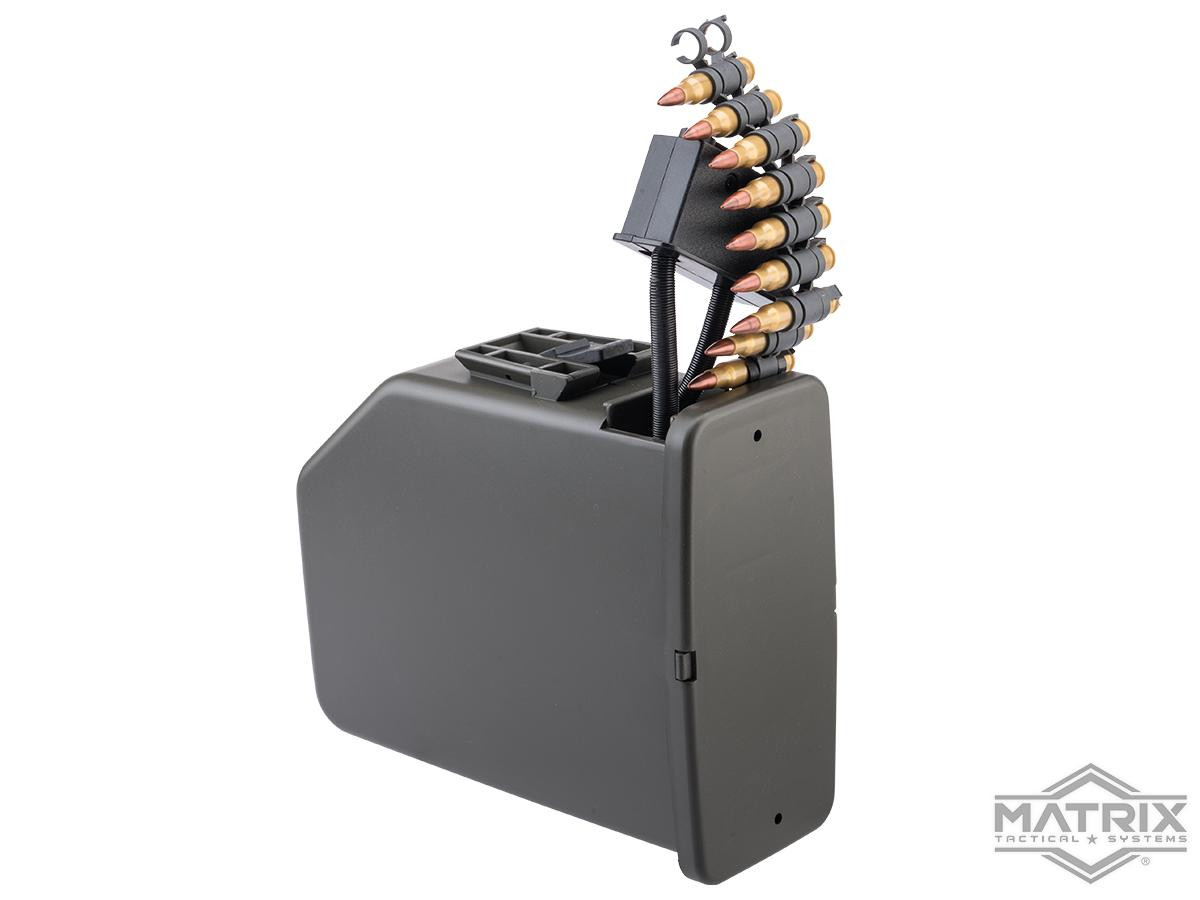 Matrix Battle Axe 6000 Round Auto Winding & Sound Control Electric Drum Magazine for M249 Airsoft AEG SAW Rifles (Color: Brown)