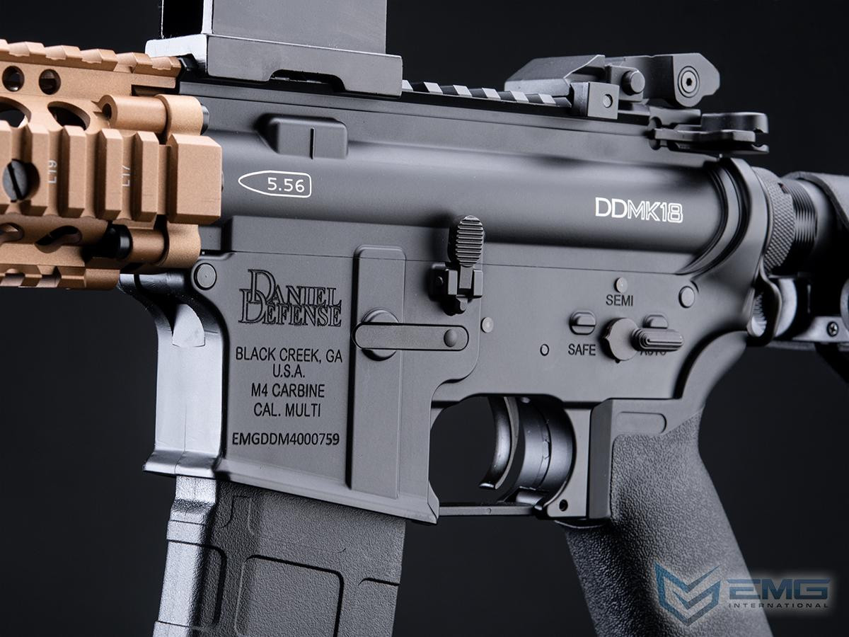 EMG x Daniel Defense DDMK18 Airsoft AEG Rifle w/ Platinum QBS Gearbox - CYMA (Color: Black - DE Hand Guard / 350 FPS / Gun Only)
