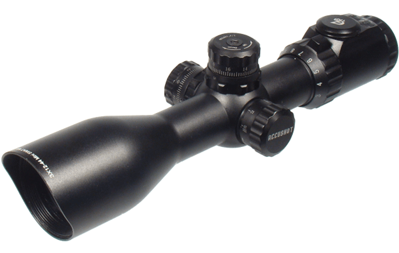 UTG 30mm SWAT 3-12X44 Compact IE Scope w/ AO Mil-dot, 36 Colors EZ-TAP, w/ MS Rings