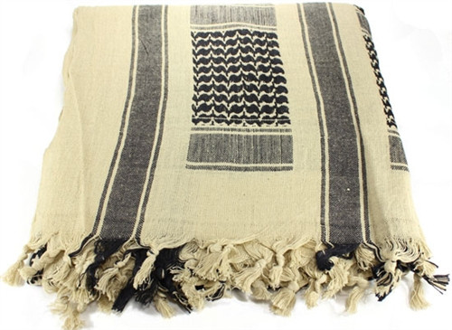 WOVEN COALITION SCARVES 42X42 - Sand/BLK