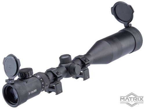 Matrix 3-12x50 Illuminated Reticle Sniper Scope w/ Mounting Rings | Black