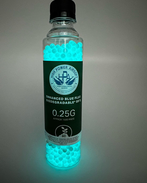 High Power Airsoft Bio BB .25g Flou Blue Tracer - 1500 Count Bottle