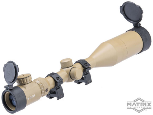 Matrix 3-12x50 Illuminated Reticle Sniper Scope w/ Mounting Rings (Color: Tan)