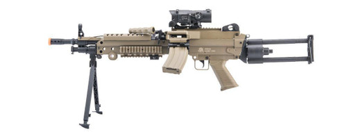 Cybergun FN Licensed M249 "Featherweight" Airsoft Machine Gun (Model: Para / Tan / 400 FPS Electronic Trigger MOSFET)