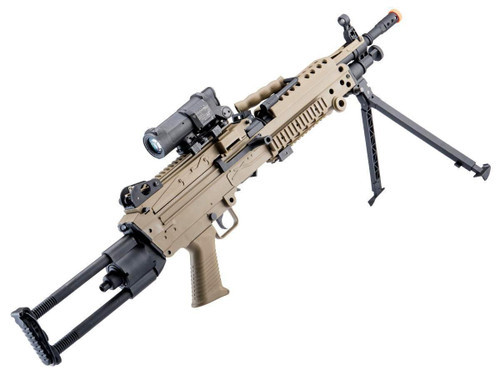 Cybergun FN Licensed M249 "Featherweight" Airsoft Machine Gun (Model: Para / Tan / 400 FPS Electronic Trigger MOSFET)