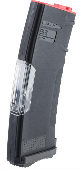 BAMF GEN2 Polymer 450rd Hi-Cap Flash Magazine for M4 Series Airsoft AEG Rifles (Model: Black Red / Single Mag)