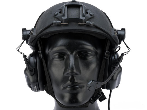 Evike.com x Earmor M32H MOD3 Tactical Communication Hearing Protector for ARC FAST MT Helmets (Color: Evike Black)