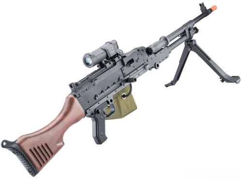 Cybergun x FN M240 Bravo Airsoft AEG Machine Gun w/ Box Magazine (Model: Wood Stock)
