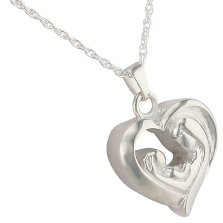 Mother and Child Heart Pendant and Necklace for Cremation Ashes