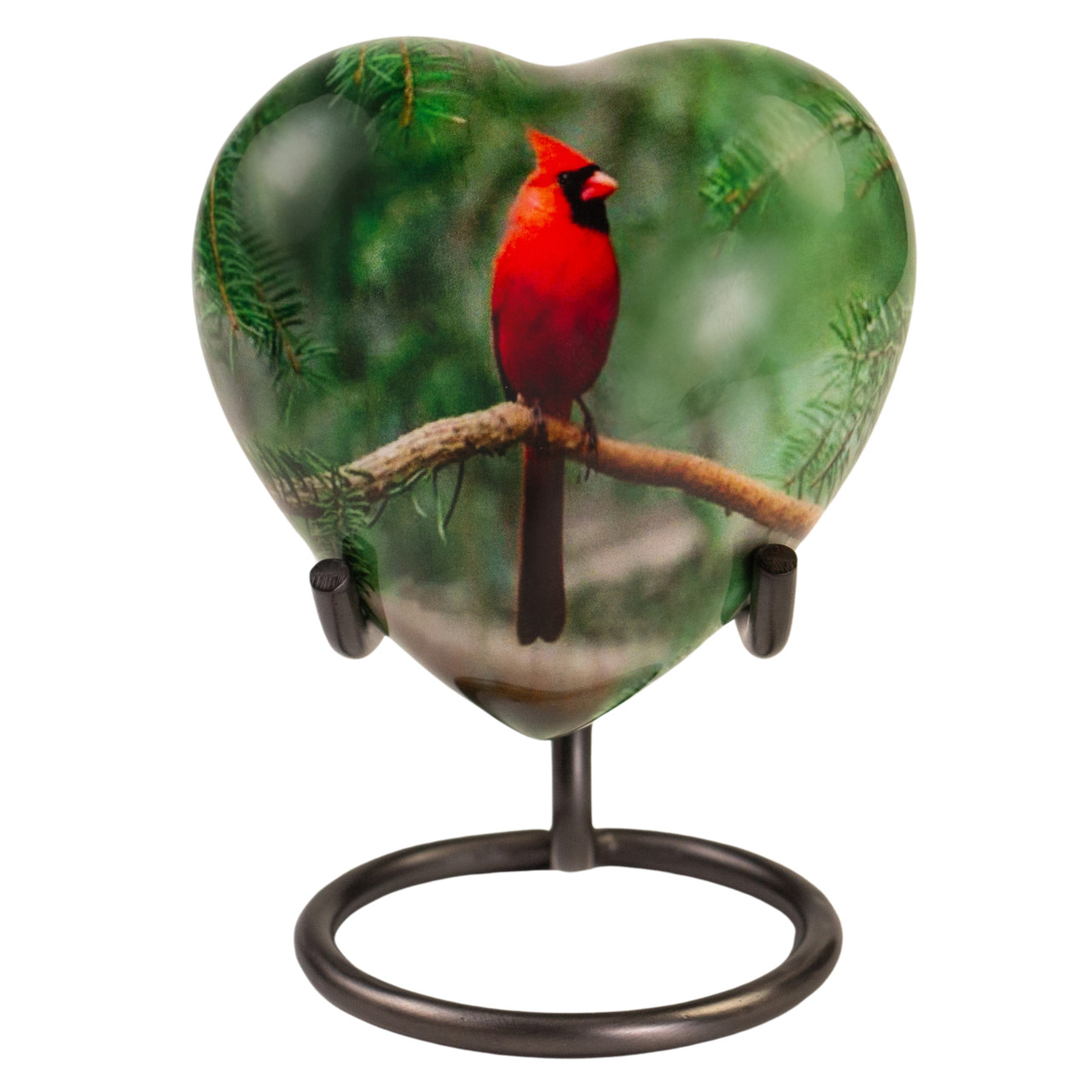 Cardinal Heart Keepsake Urn | Mini Urn for Ashes