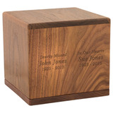 Briton Walnut Cremation Urn for Two - Shown with Optional Direct Engraving