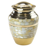 Mother of Pearl Double Band Brass Urn