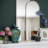 Peacock Hand Blown Glass Urn