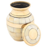 Mother of Pearl Double Band Keepsake Urn - Shown with Lid Off