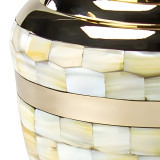 Mother of Pearl Double Band Medium Brass Urn Close Up Detail
