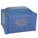 Claremont Cultured Marble Cremation Urn - Cobalt Blue - Shown with Optional Engraving