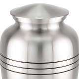 Classic Three Bands Pewter Cremation Urn - Close Up