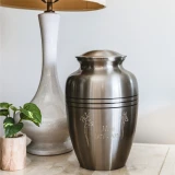 Classic Three Bands Pewter Cremation Urn