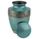 Regent Azure Blue Brass Urn - Shown with Lid Off