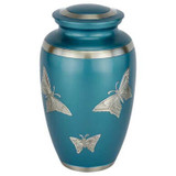 Classic Engraved Butterfly Urn in Blue