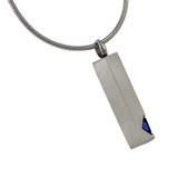 Blue Gemstone Pillar Pendant for Ashes - Side and Back View