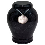 Ebony Marble Cremation Urn - Shown with Pendant Option