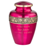 Sapphire Pink Brass Urn - Shown with Direct Engraving Sample (Optional)