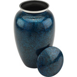 Starry Night Blue Urn for Ashes - Shown with Lid Off