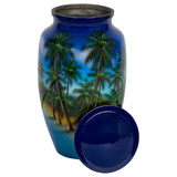 Palm Trees Cremation Urn - Shown with Lid Off