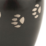 Dark Gray with Silver Paw Prints Medium Pet Urn - Close-up