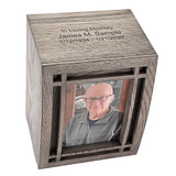 Mission Photo Wood Urn with Optional Engraving on Top