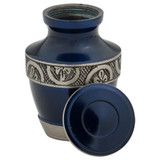 Regent Navy Blue Keepsake Urn - Shown with Lid Off