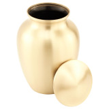 Simple Gold Cremation Urn Small - Shown With Lid Off