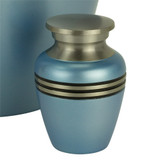 Blue Satin Keepsake Urn - Up Close Detail Shown